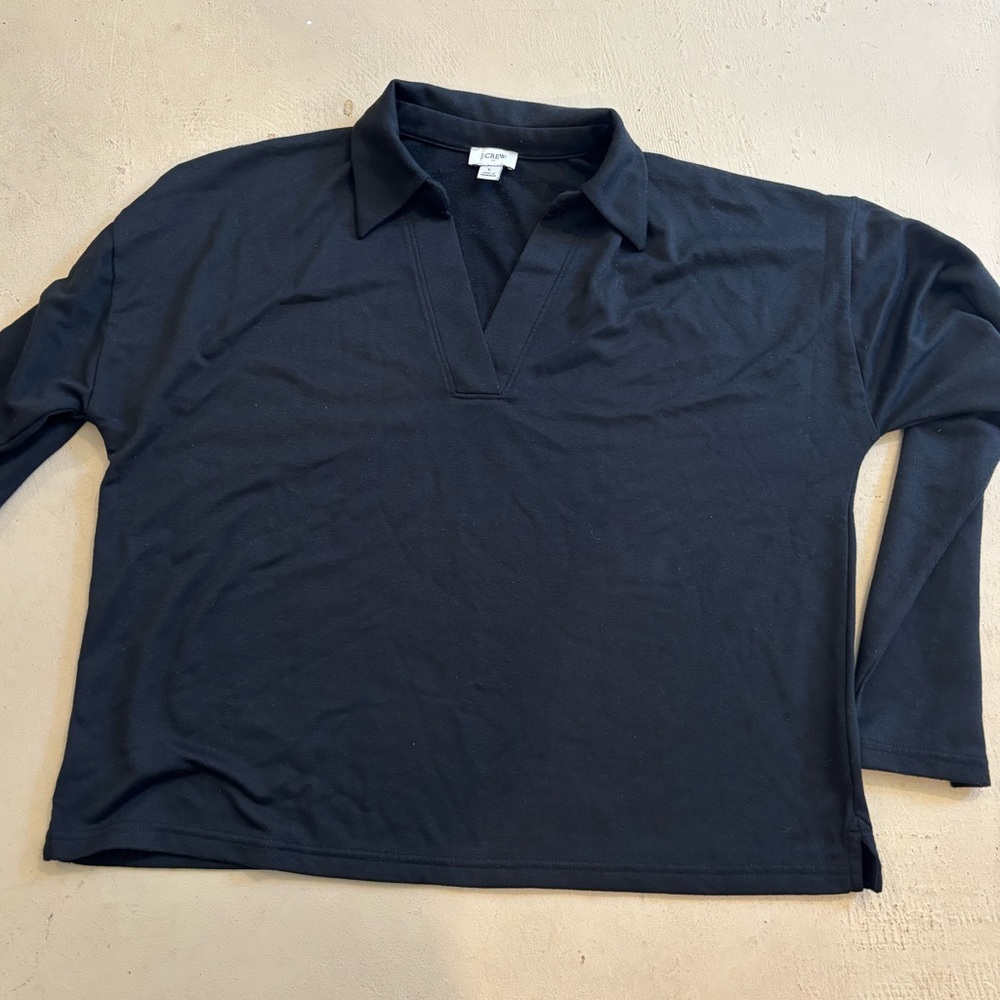 🩷J. Crew Women’s Black Long-Sleeve Polo Shirt